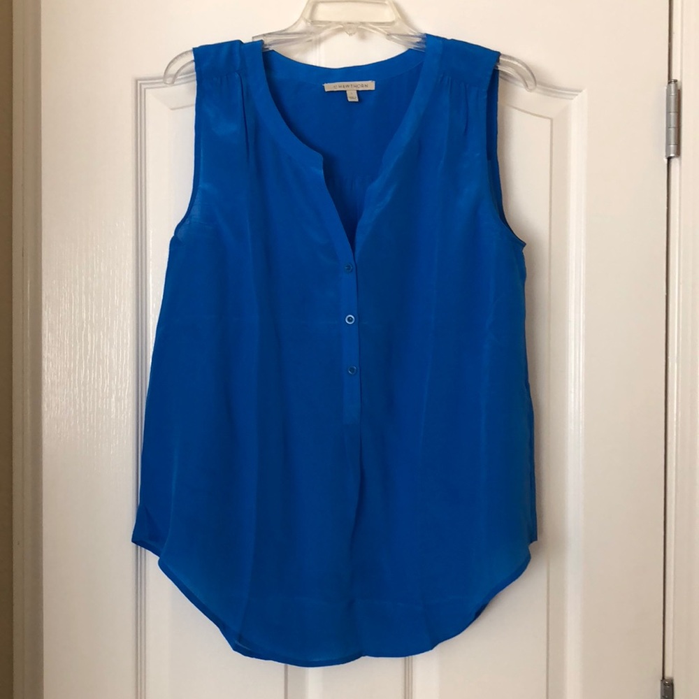 Blue Silk Sleeveless Top